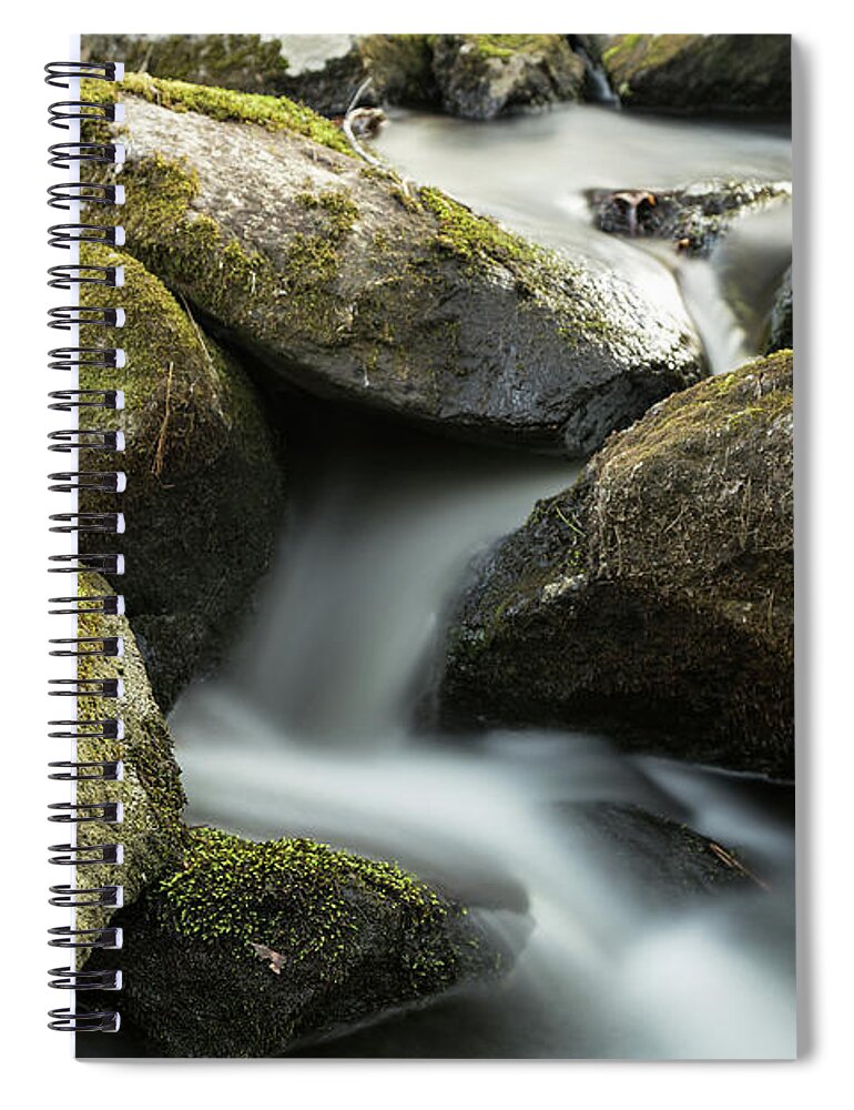 Ma Mass Massachusetts Newengland New England U.s.a. Usa Brian Hale Brianhalephoto Outside Outdoors Nature Natural Sky Trees Forest Woods Secluded Water Waterfall Falls Long Exposure Rocks Rocky Princeton Tiny Small Spiral Notebook featuring the photograph Tiny Waterfall  by Brian Hale