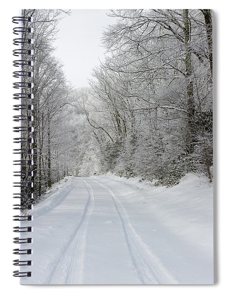 Snow Spiral Notebook featuring the photograph Tire Tracks In Fresh Snow by D K Wall