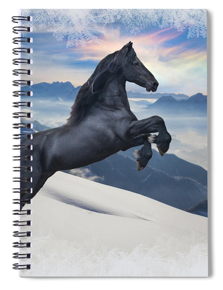 Friesian Spiral Notebook featuring the photograph 'Tis the Friesian by Lori Ann Thwing