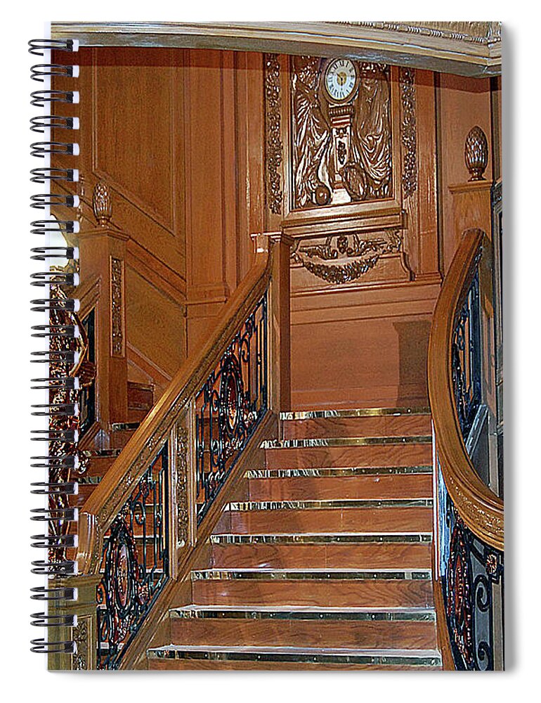 Titanic Spiral Notebook featuring the digital art Titanics Grand Staircase by DigiArt Diaries by Vicky B Fuller