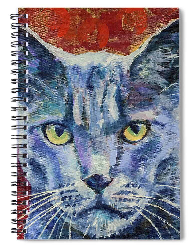 Cat Spiral Notebook featuring the painting TJ 12x12 by Maxim Komissarchik