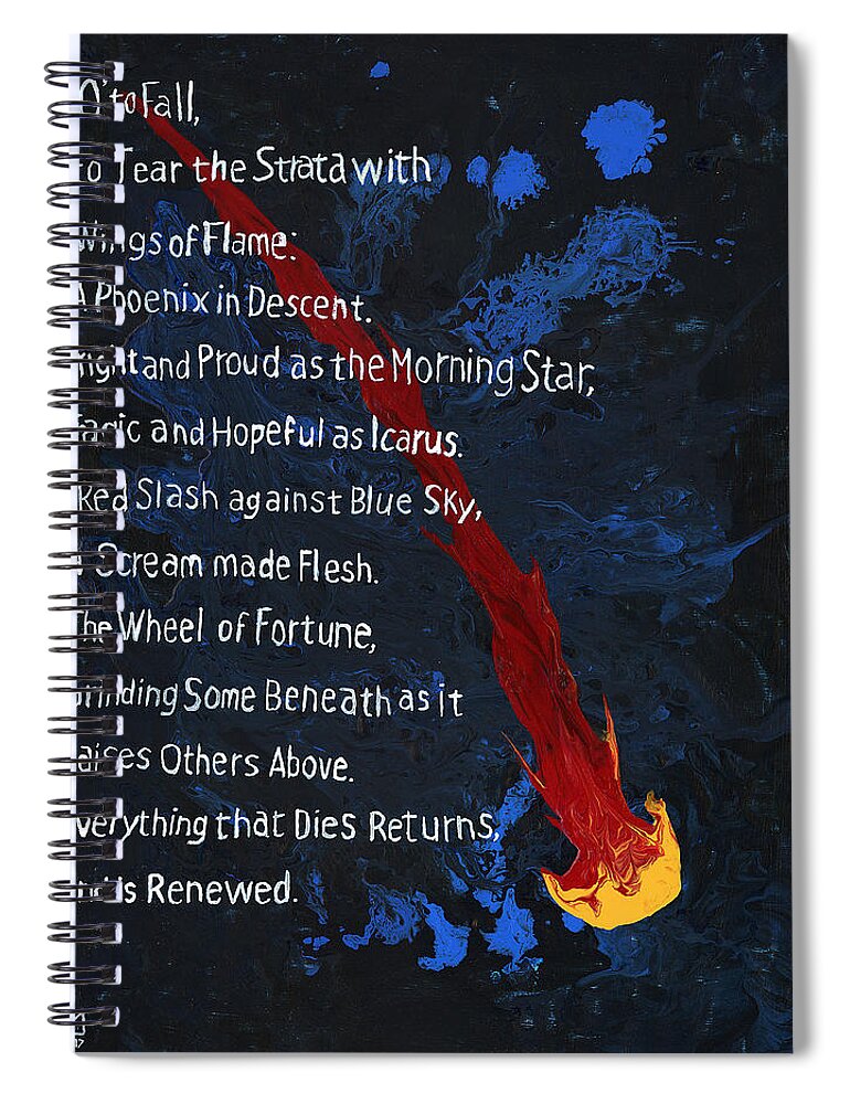 Phoenix Spiral Notebook featuring the painting To Fall by Matthew Mezo