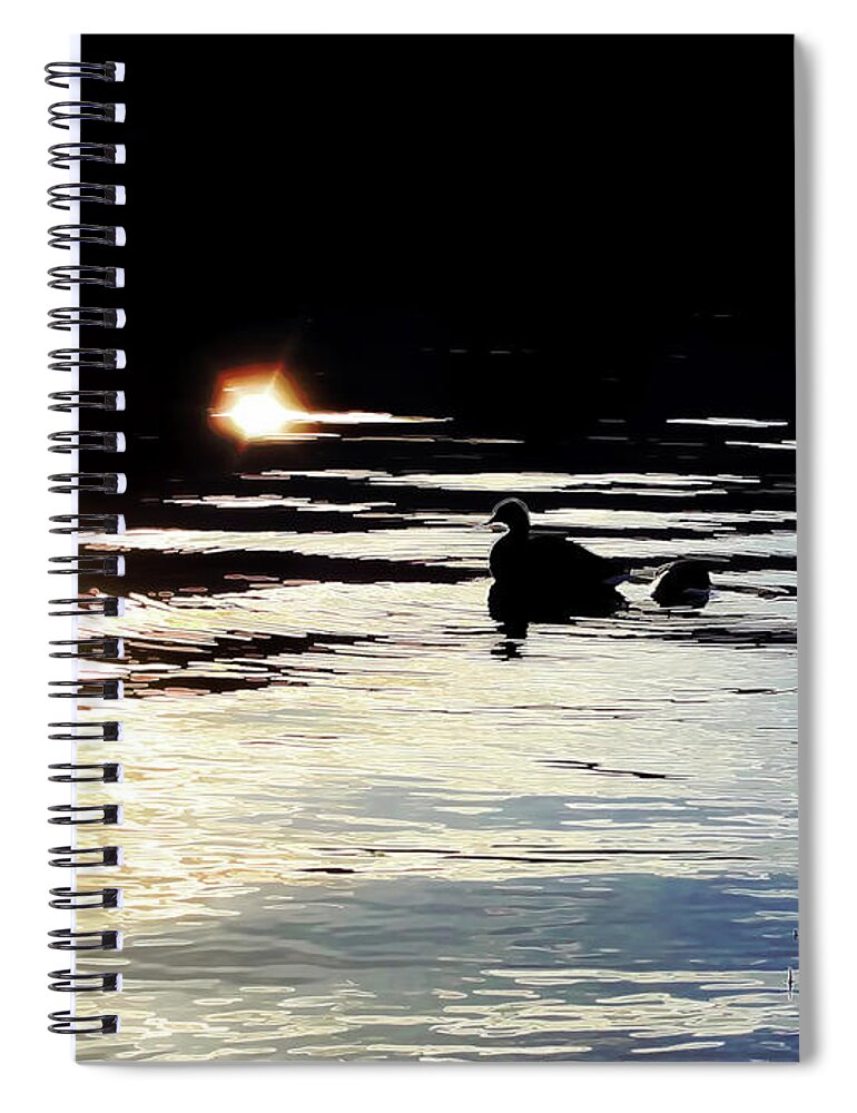 Ducks Spiral Notebook featuring the digital art To the Light by Menega Sabidussi