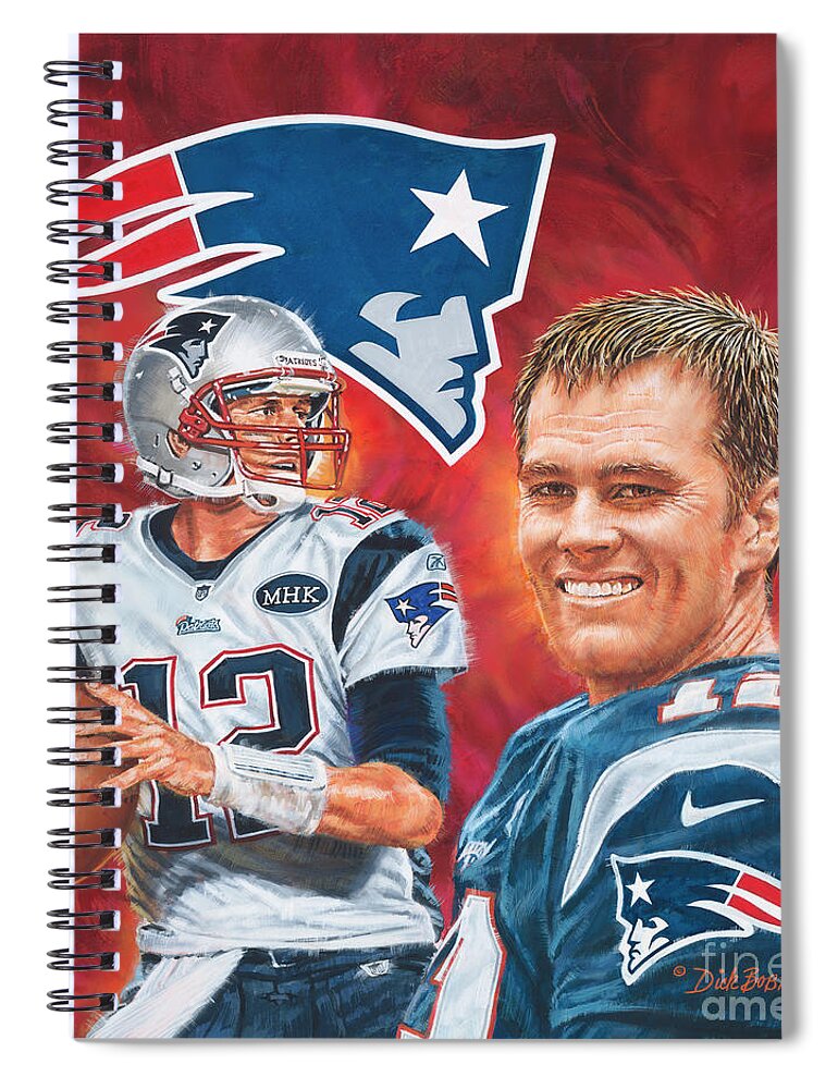 Tom Brady Spiral Notebook featuring the painting Tom Brady - The Greatest by Dick Bobnick