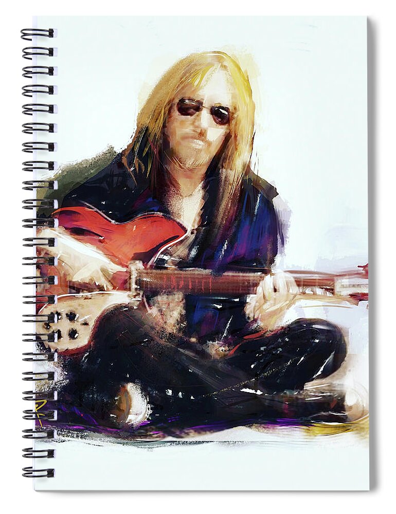 Tom Petty Spiral Notebook featuring the mixed media Tom Petty by Russell Pierce