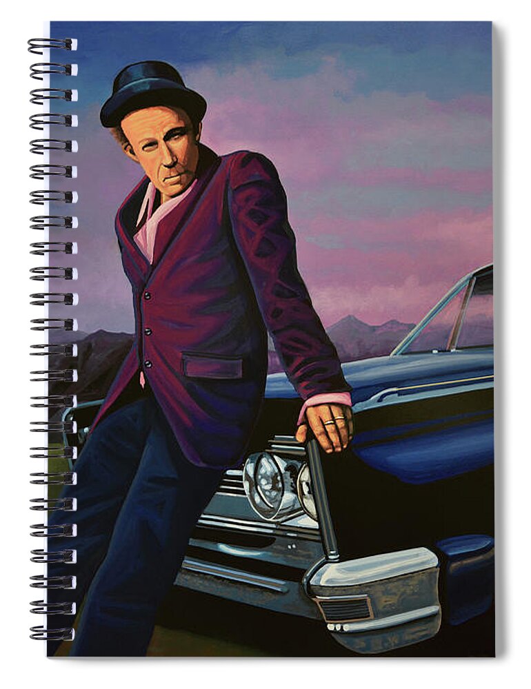 Tom Waits Spiral Notebook featuring the painting Tom Waits by Paul Meijering