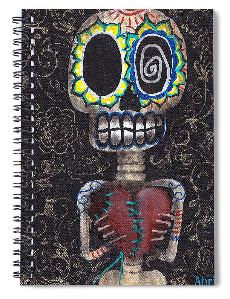 Day Of The Dead Spiral Notebook featuring the painting Toma mi Corazon by Abril Andrade