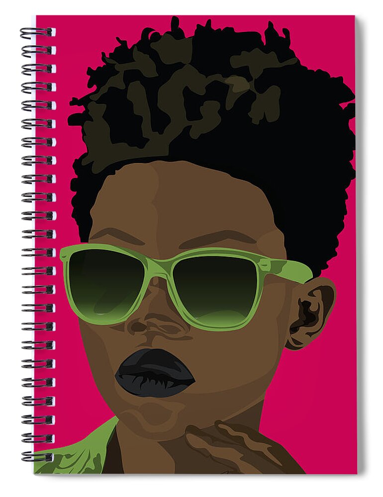 Green Spiral Notebook featuring the digital art Too Hot by Scheme Of Things Graphics