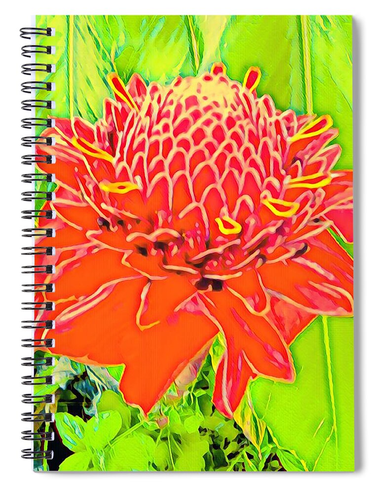#flowersofaloha #flowers # Flowerpower #aloha #hawaii #aloha #puna #pahoa #thebigisland #torchginger #red Spiral Notebook featuring the photograph Torch Ginger Aloha by Joalene Young