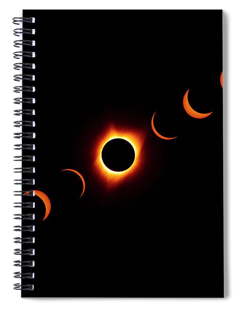Outdoor; Sun; Eclipse Spiral Notebook featuring the digital art Total Eclipse 2017 by Michael Lee