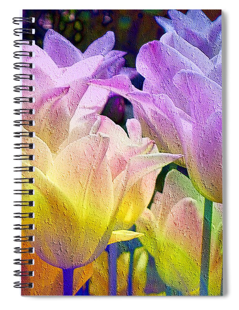 Totally Tulips Two Spiral Notebook featuring the digital art Totally Tulips Two by Kiki Art
