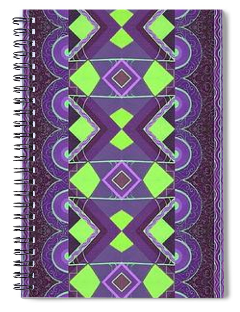Hope Spiral Notebook featuring the mixed media Touch of Color - Green and Purple Variation by Helena Tiainen