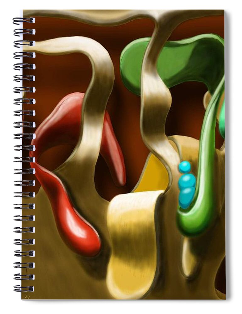 Abstract Spiral Notebook featuring the painting Toungue wall by ThomasE Jensen