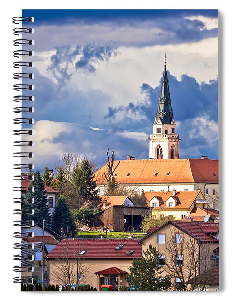 Croatia Spiral Notebook featuring the photograph Town of Krizevci cathedral view by Brch Photography