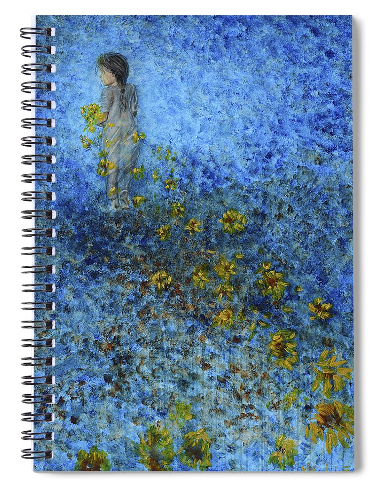 Child Spiral Notebook featuring the painting Traces Sunflowers Lost by Nik Helbig