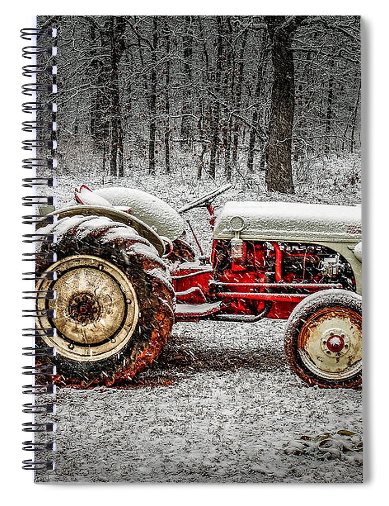 Agriculture Spiral Notebook featuring the photograph Tractor in the Snow by Doug Long