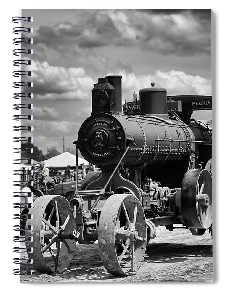 Tractor Spiral Notebook featuring the photograph Tractor Steam Engine by Tamara Becker