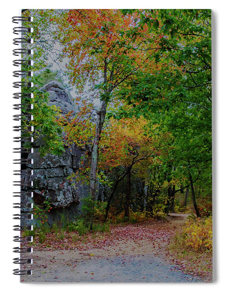 Fall Colors Spiral Notebook featuring the photograph Trail past Indian Face Rock by Barbara Bowen