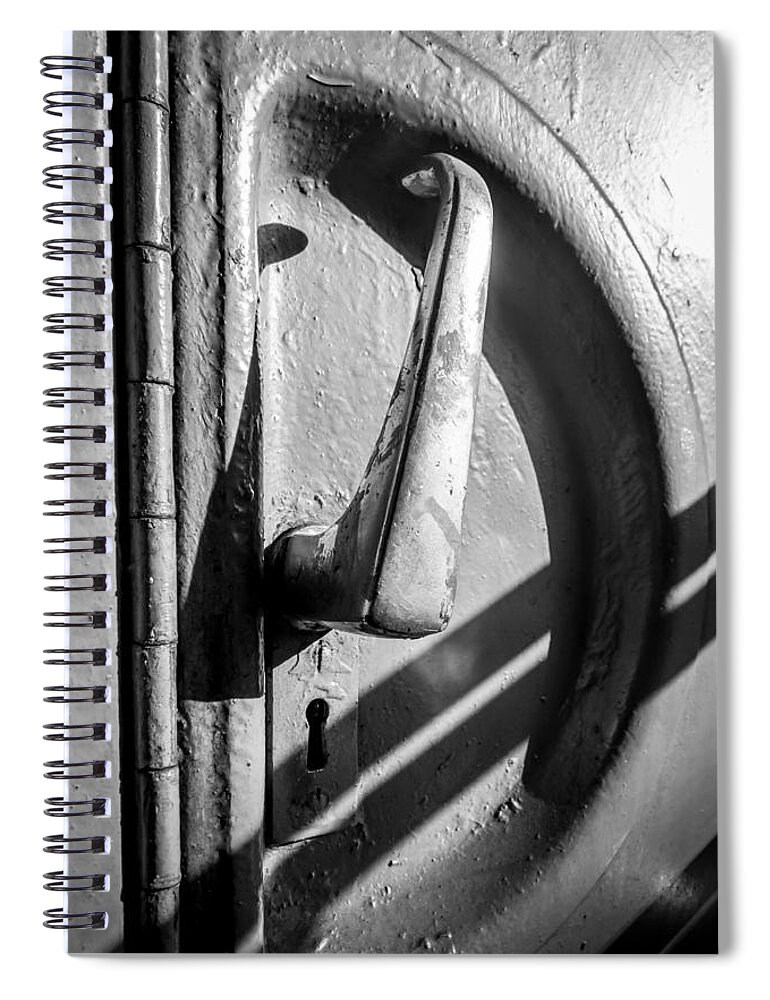 Ancient Spiral Notebook featuring the photograph Train Door Handle by John Williams