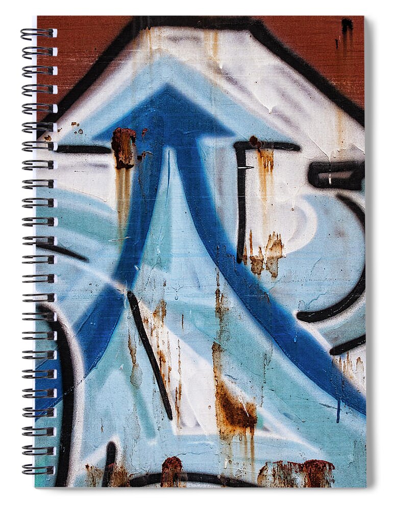 Train Spiral Notebook featuring the photograph Train Graffiti Double Arrow by Carol Leigh