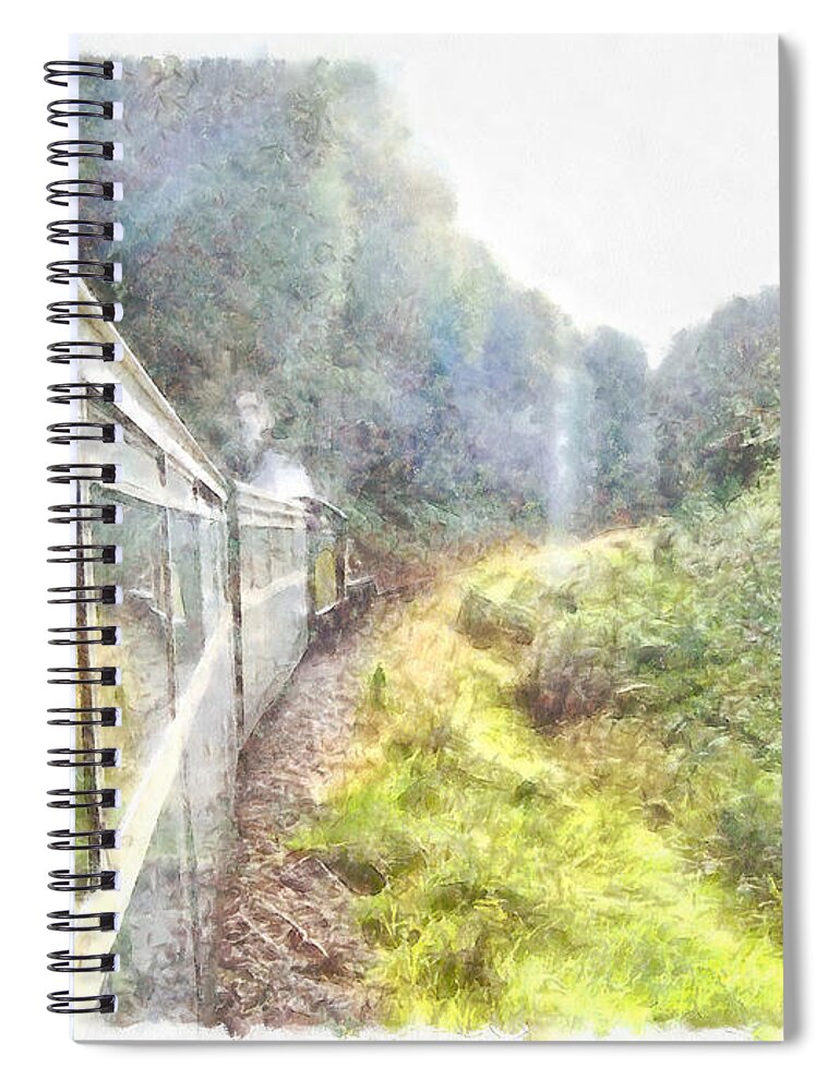 Train Spiral Notebook featuring the photograph Train heading through greenery by Ashish Agarwal
