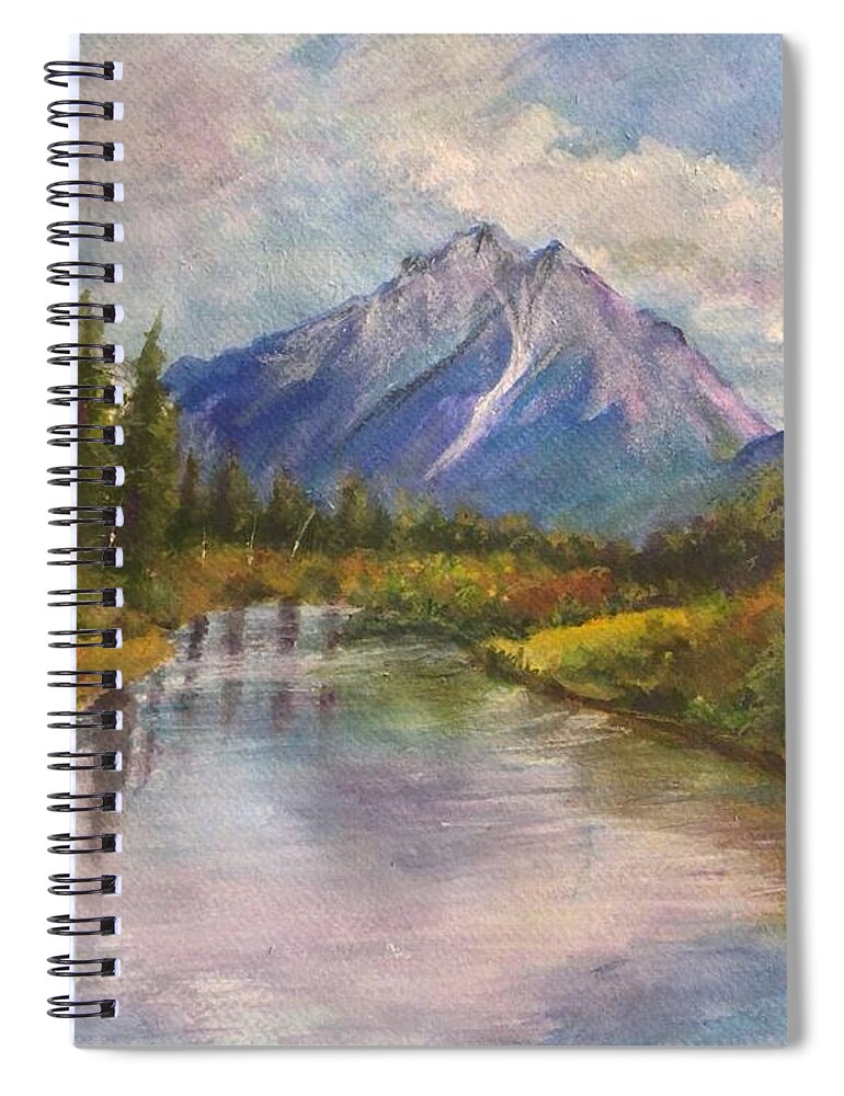 Alaska Spiral Notebook featuring the painting Train Ride to Anchorage by Cheryl Wallace