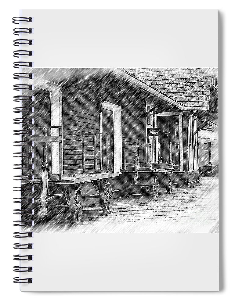 Train-station Spiral Notebook featuring the digital art Train Station Platform by Kirt Tisdale