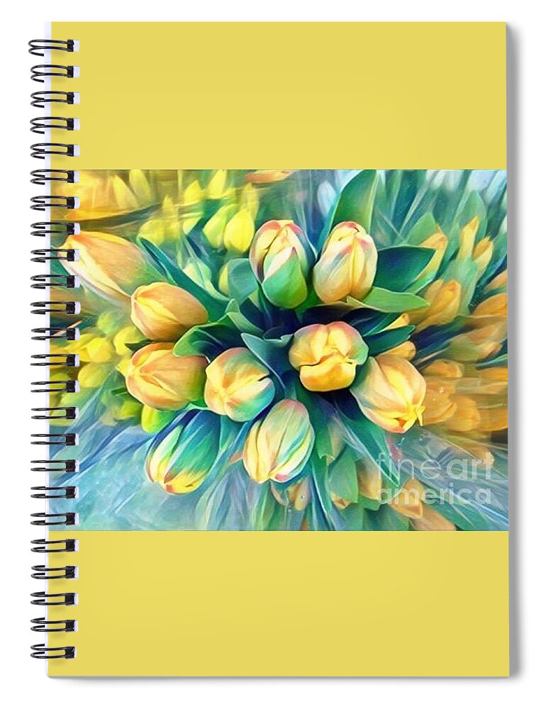 Yellow Spiral Notebook featuring the photograph Tranquility of Spring - Yellow Tulips by Miriam Danar