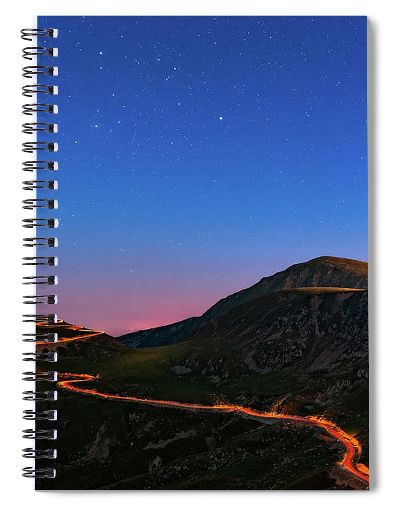 Romania Spiral Notebook featuring the photograph Transalpina by night by Mihai Andritoiu