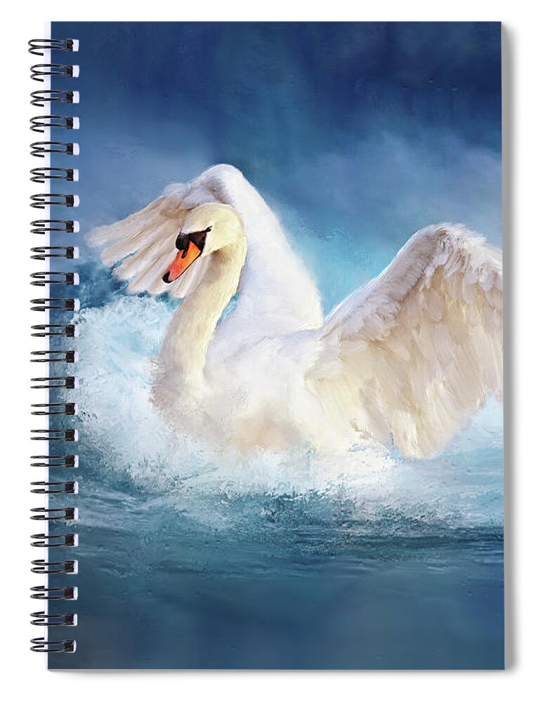 Swan Spiral Notebook featuring the painting Transcendence by Colleen Taylor