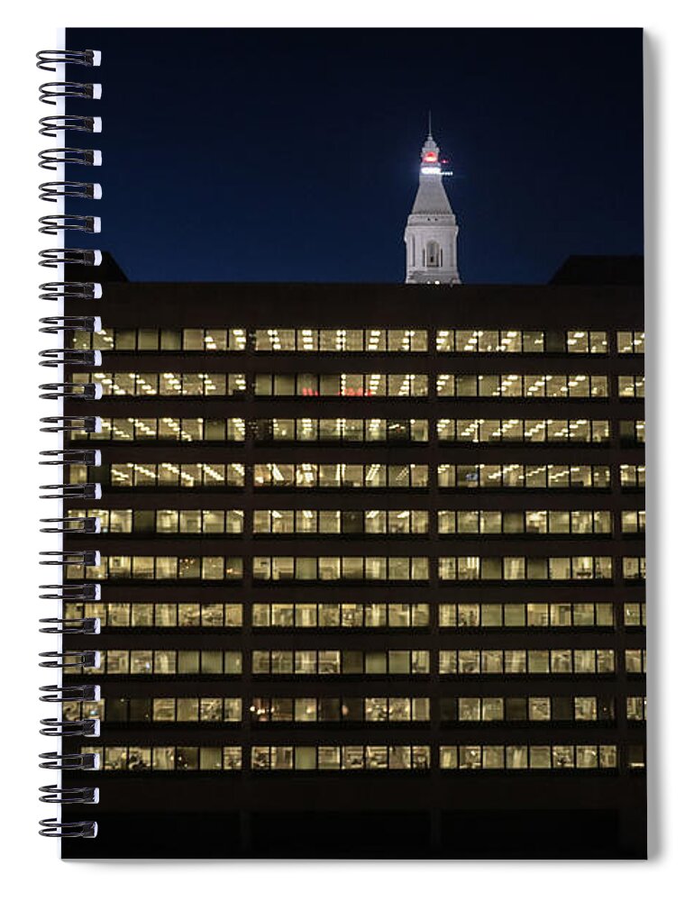 Architecture Spiral Notebook featuring the photograph Travelers Insurance Company at Night by Thomas Marchessault