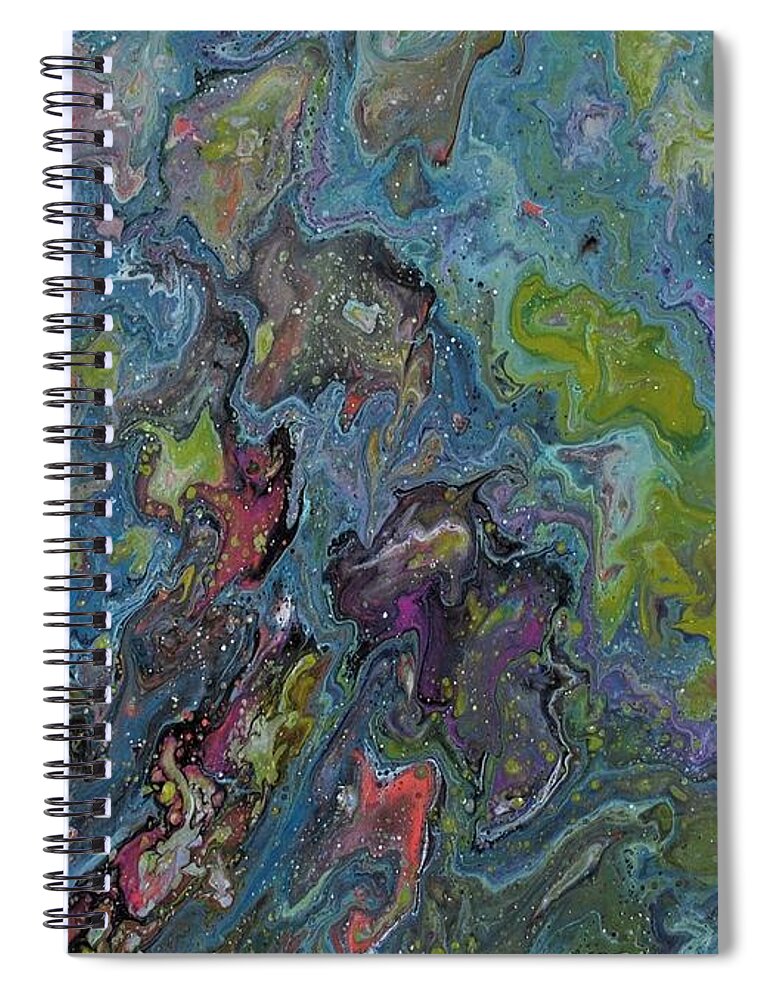 Abstract Spiral Notebook featuring the painting Treasure by Sandy Dusek