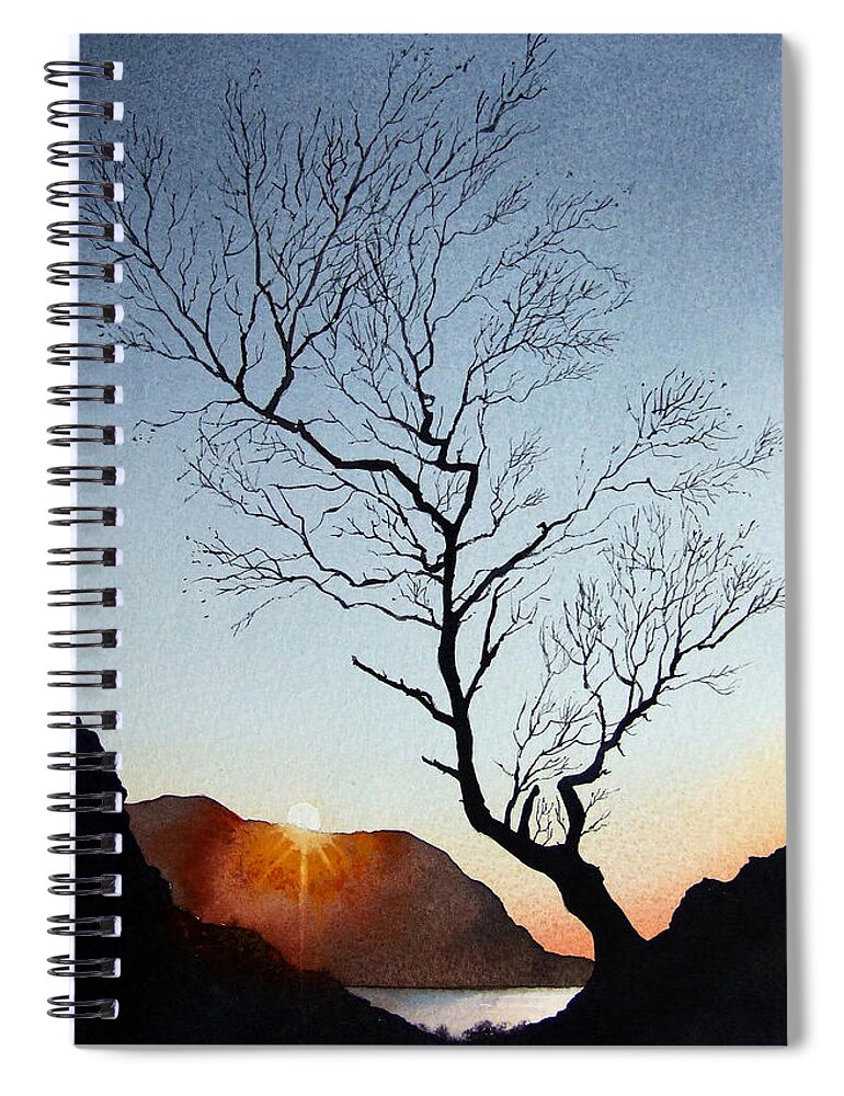 Landscape Spiral Notebook featuring the painting Tree above Crummock water by Paul Dene Marlor
