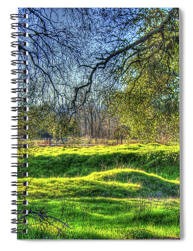 Hdr Spiral Notebook featuring the photograph Tree Lined Meadow by Randy Wehner