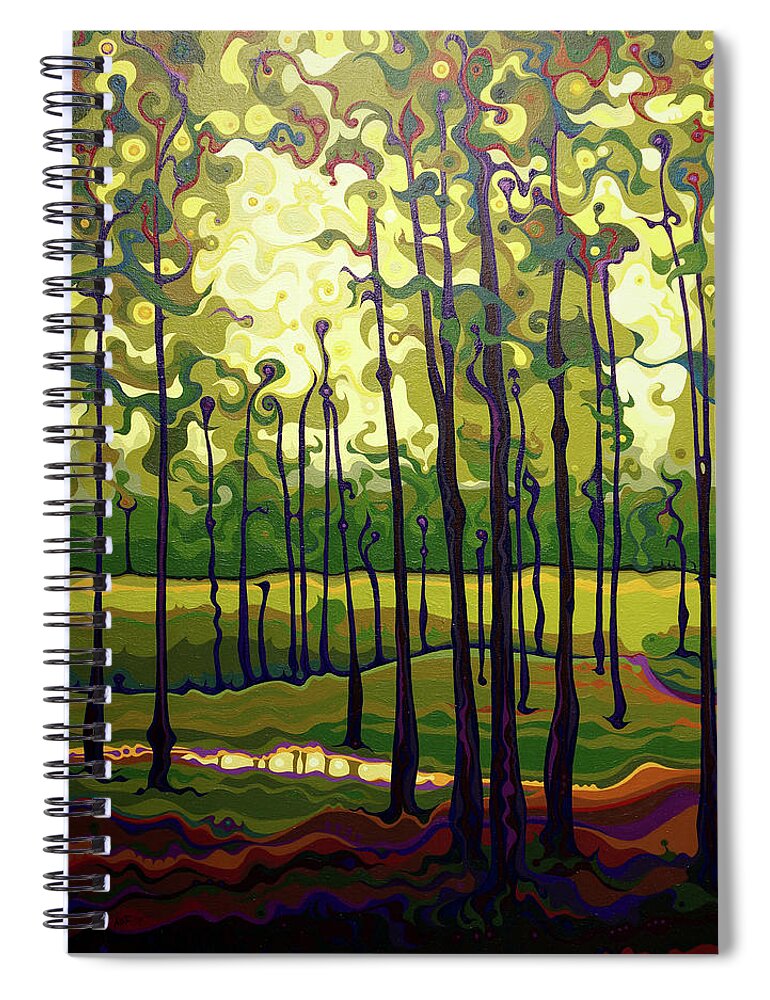 Tree Spiral Notebook featuring the painting TreeCentric Summer Glow by Amy Ferrari