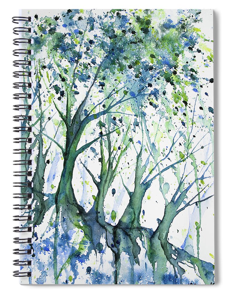 Tree Spiral Notebook featuring the painting Trees and Earth by Cascade Colors