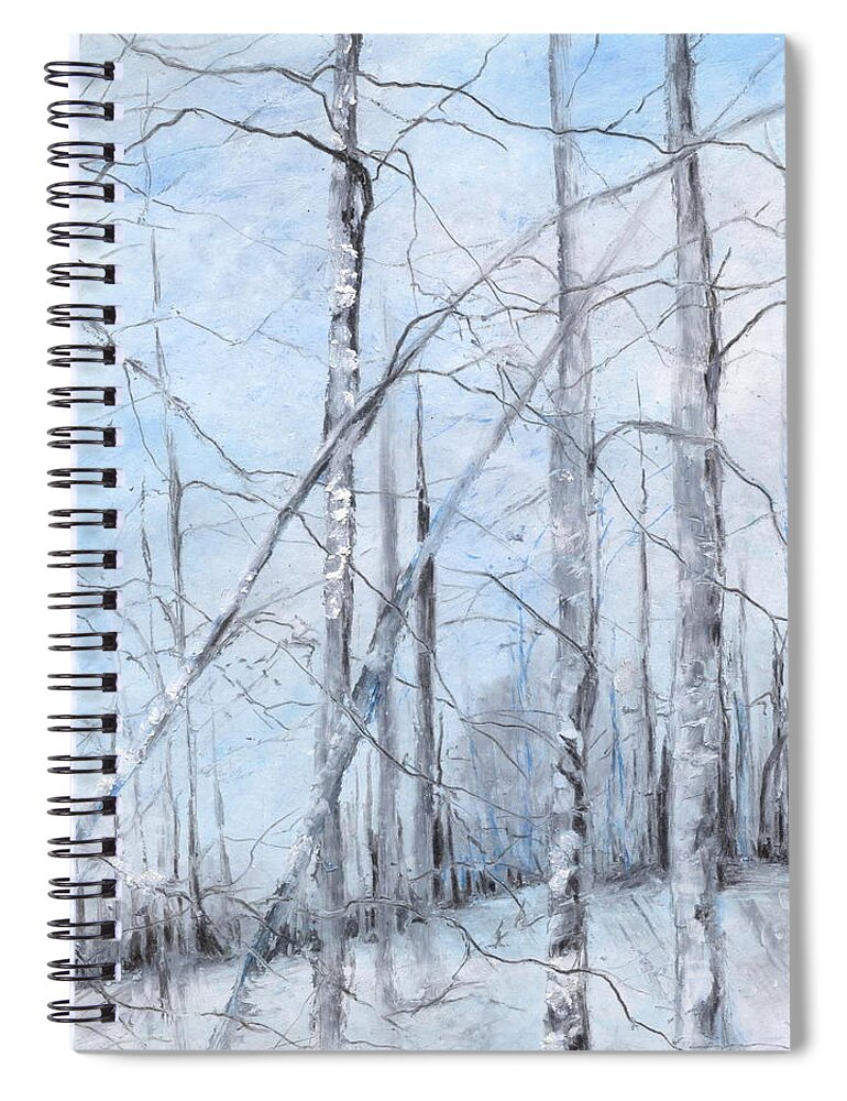 Trees Spiral Notebook featuring the painting Trees in Winter Snow by Robin Miller-Bookhout