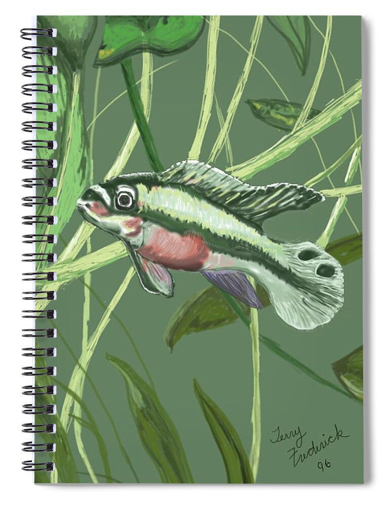 Tri Color Krib Spiral Notebook featuring the digital art Tri Color Krib by Terry Frederick