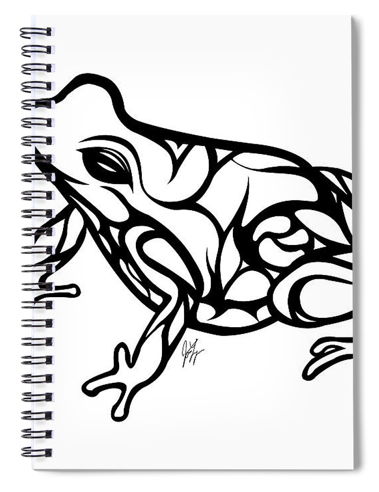 Frog Spiral Notebook featuring the digital art Tribal Ribbet by JamieLynn Warber