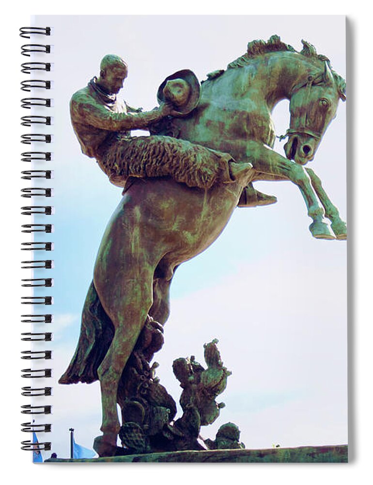Western Spiral Notebook featuring the photograph Tribute to Range Riders Oklahoma Capitol by Toni Hopper