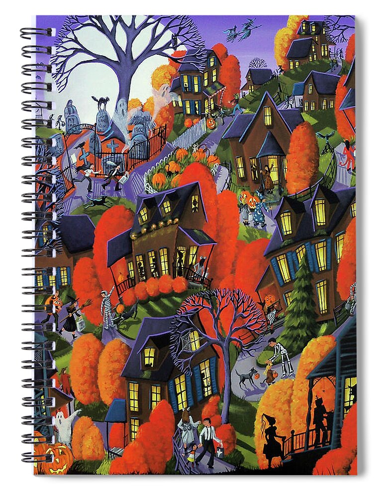 Halloween Spiral Notebook featuring the painting Trick Or Treat Halloween 2018 by Debbie Criswell