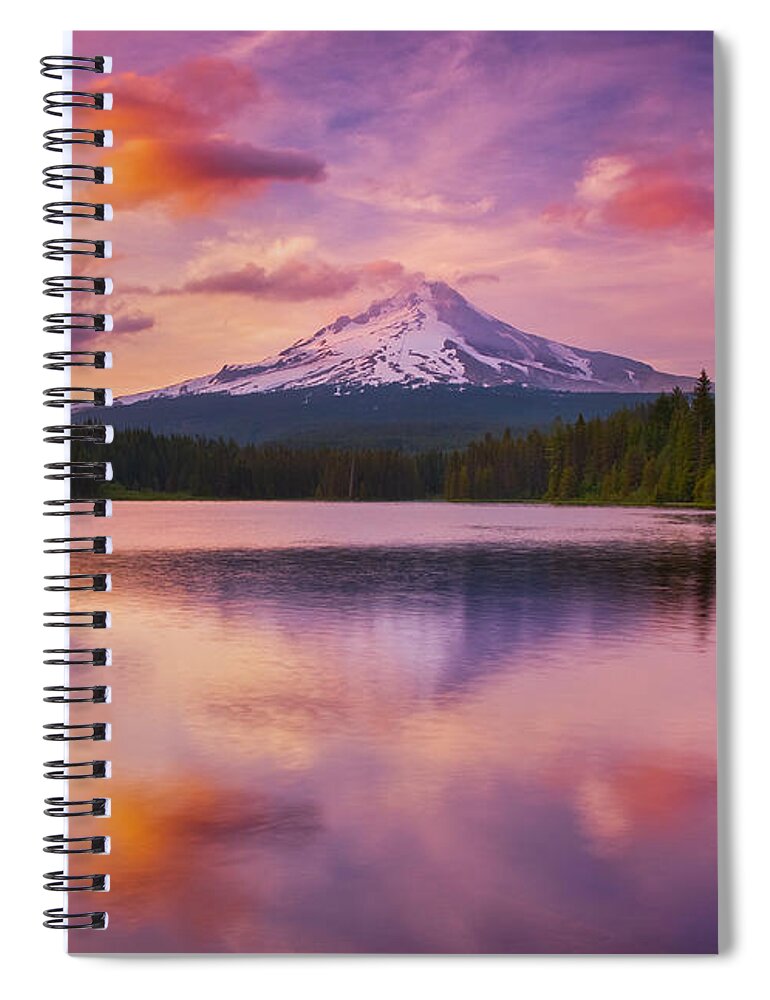 Sunset Spiral Notebook featuring the photograph Trillium Lake Pastels by Darren White