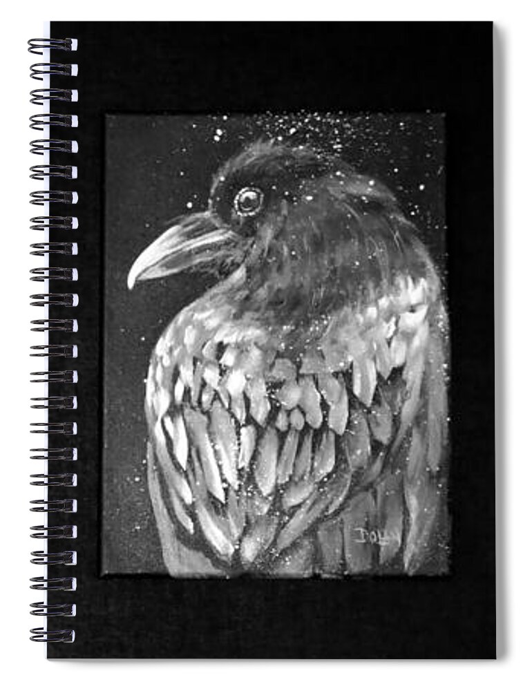 Three Ravens Spiral Notebook featuring the painting Trio of Ravens by Pat Dolan