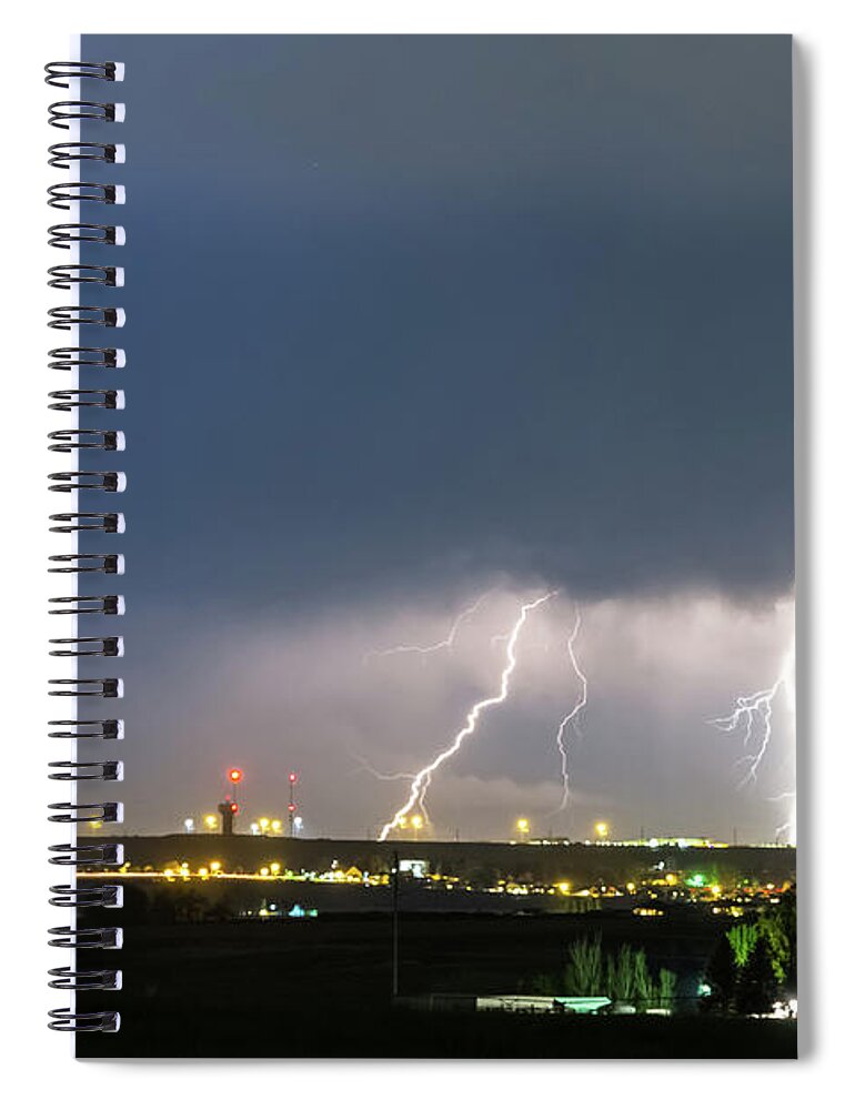 Lightning Spiral Notebook featuring the photograph Triple Night Strike by James BO Insogna