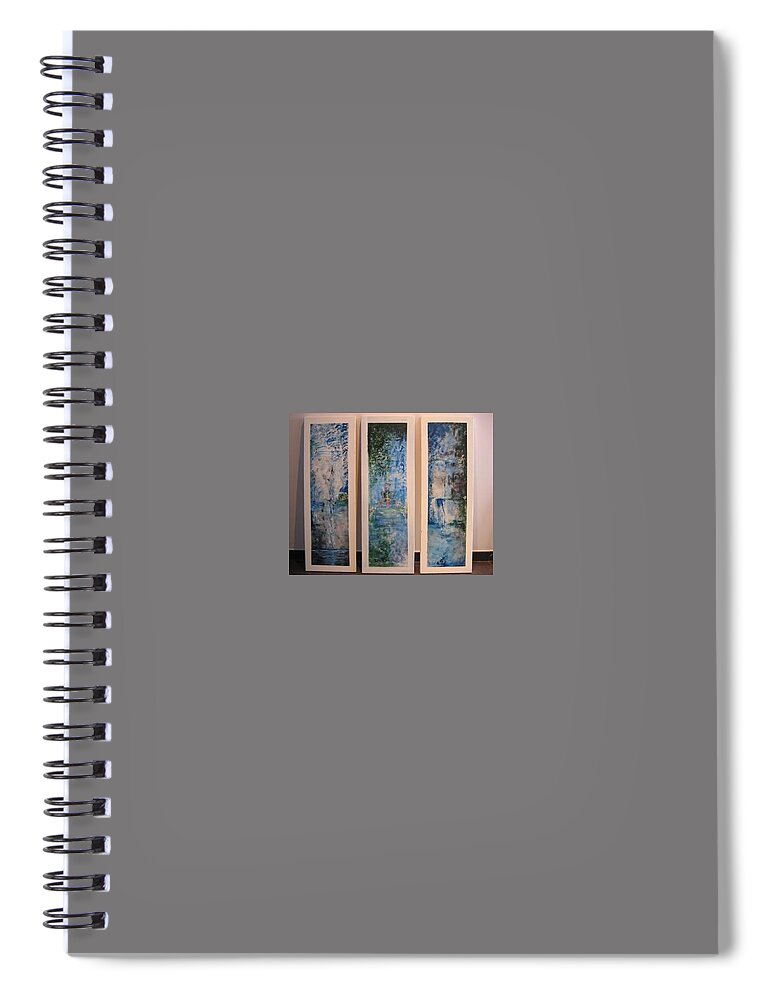 Meditation Spiral Notebook featuring the painting Triptych SPIRITUAL MEDITATION by Lizzy Forrester