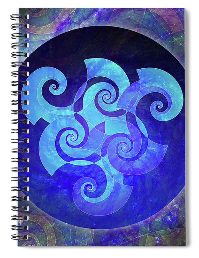 Triskelion Spiral Notebook featuring the digital art Triskelion by Kenneth Armand Johnson