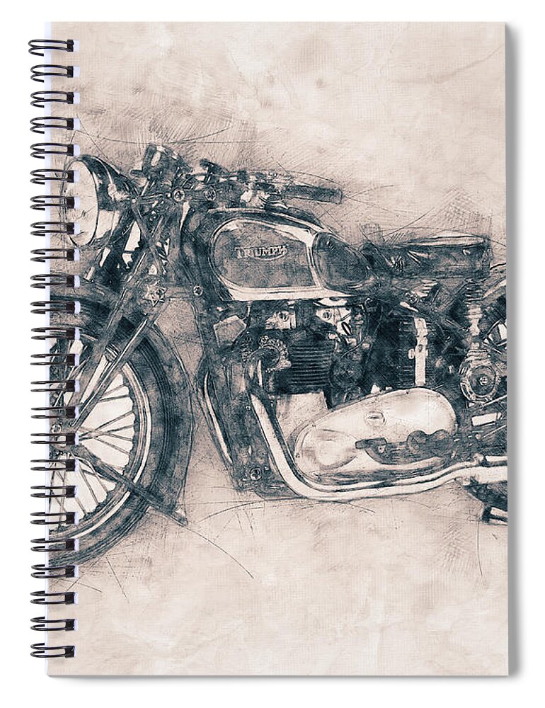 Triumph Speed Twin Spiral Notebook featuring the mixed media Triumph Speed Twin - 1937 - Vintage Motorcycle Poster - Automotive Art by Studio Grafiikka