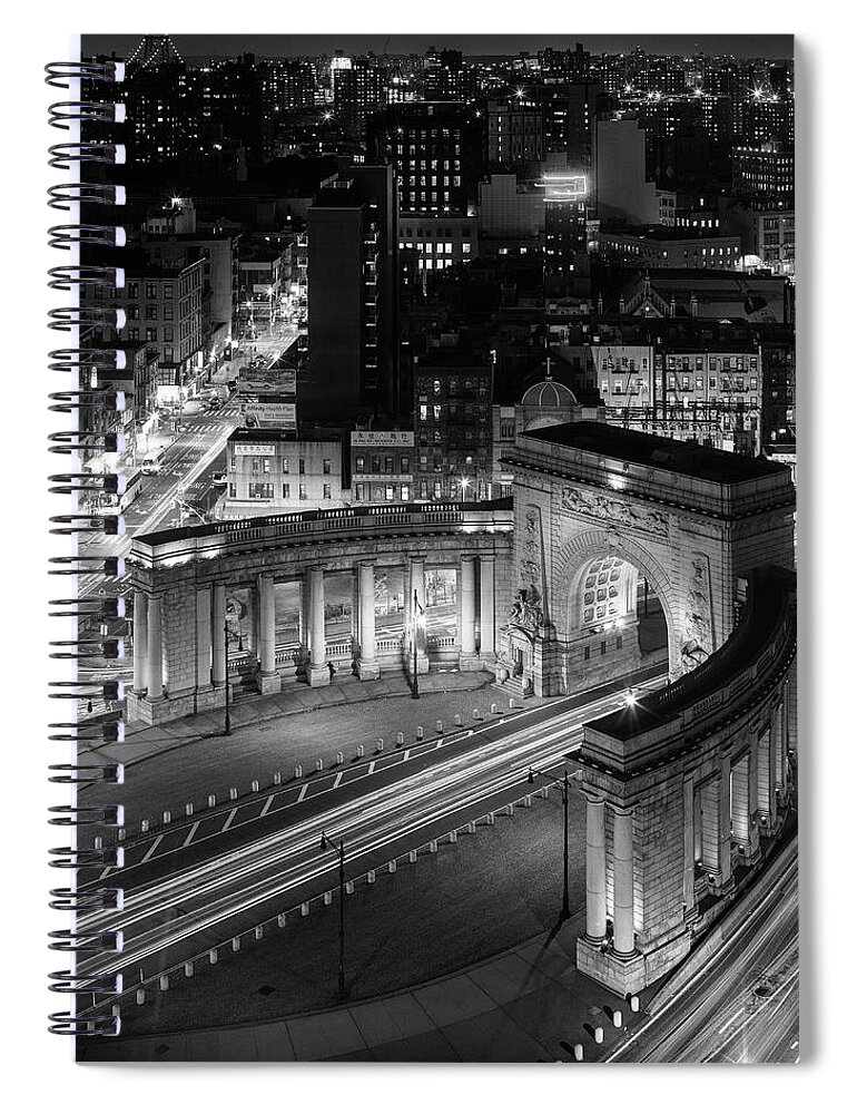 New York Spiral Notebook featuring the photograph Triumphal Arch and Colonnade by Stephen Russell Shilling