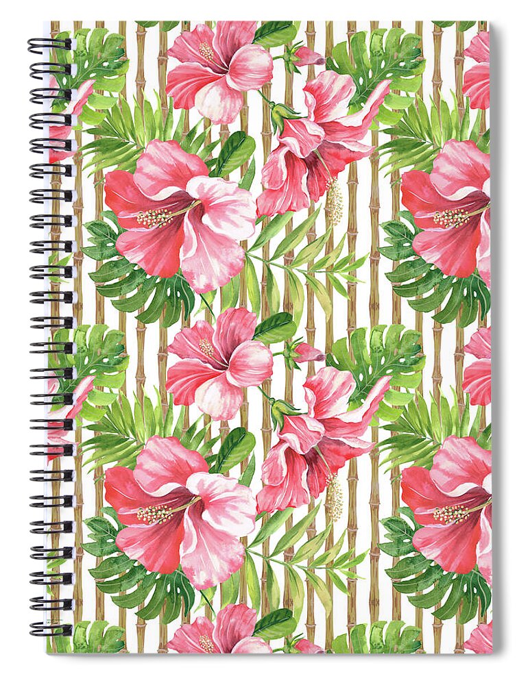 Hibiscus Spiral Notebook featuring the painting Tropical Paradise-JP3964 by Jean Plout