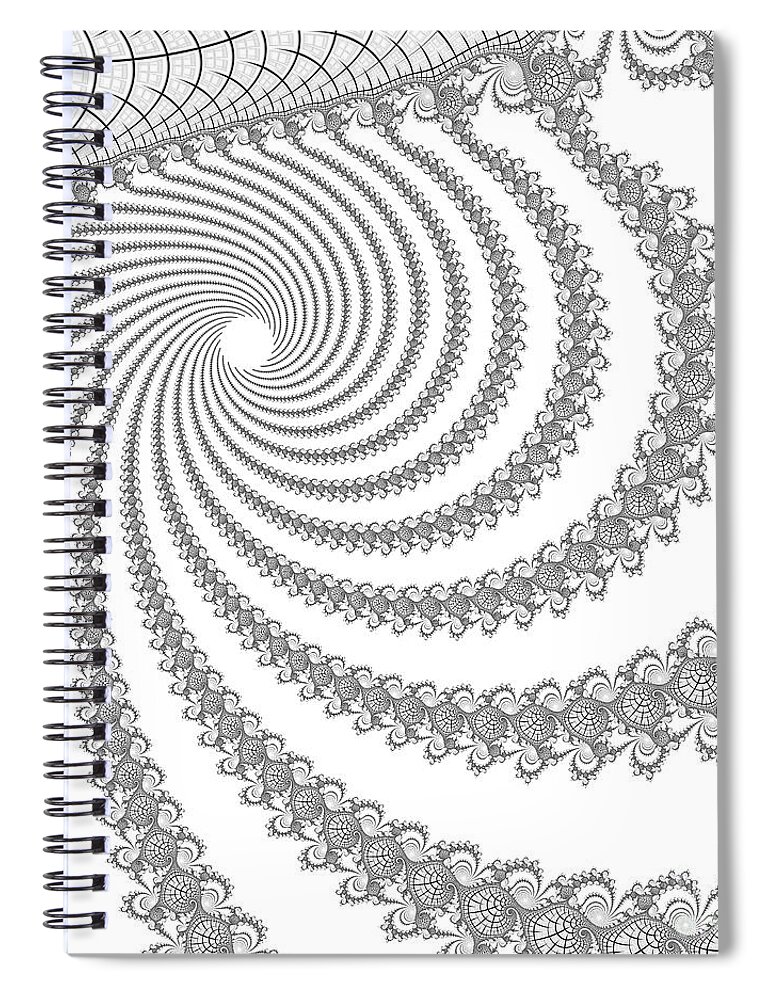 Fractal Spiral Notebook featuring the digital art Troughs by Steve Purnell
